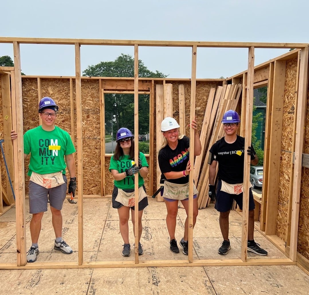volunteer day building frame of a house