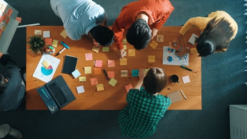 people gathered to brainstorm