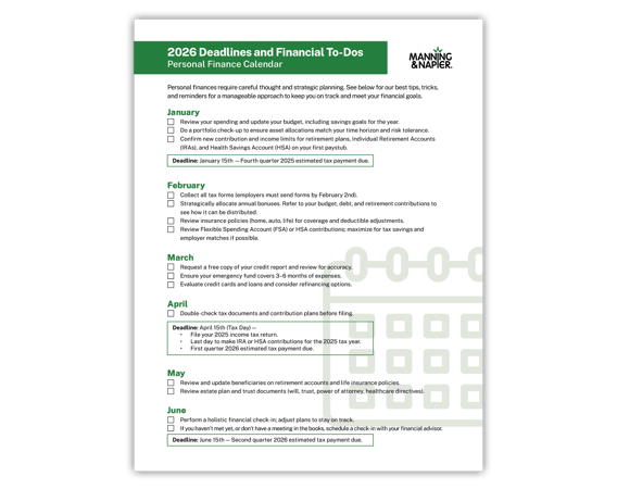 2026 Personal Finance Calendar