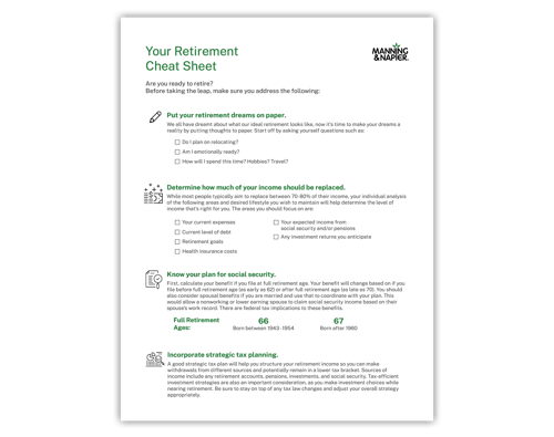 Retirement Cheat Sheet