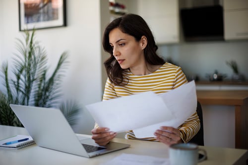woman going through finances