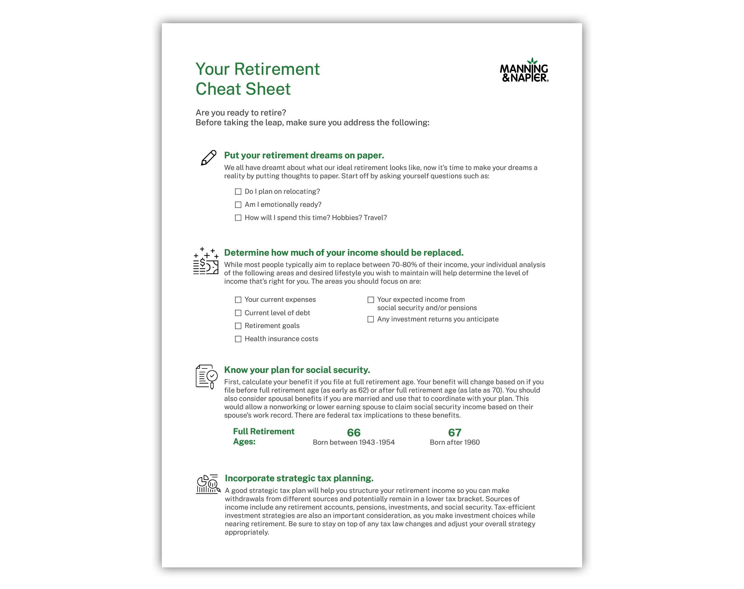 Retirement Cheat Sheet