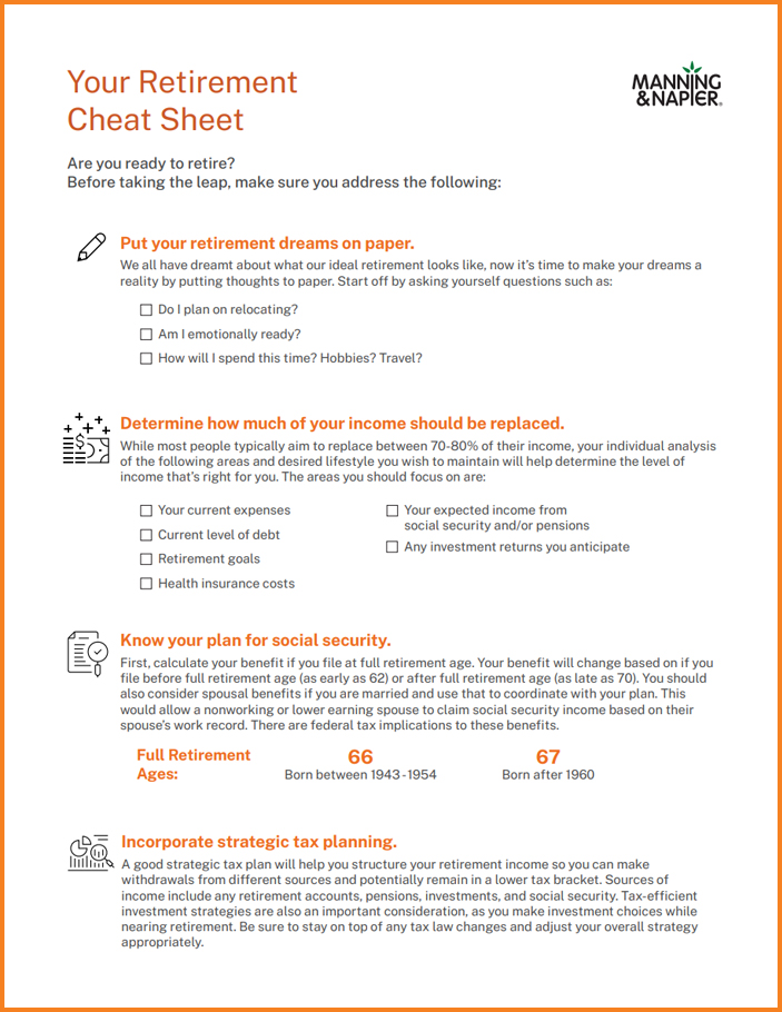 Retirement Cheat Sheet